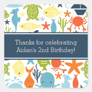 Meereslebewesen unter dem Meer Quadratischer Aufkleber