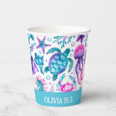 Meereslebewesen unter dem Meer zum Geburtstag Pappbecher (Rückseite)