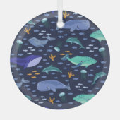 Meereslebewesen: Wale, Quallen-Muster. Ornament Aus Glas (Vorderseite)