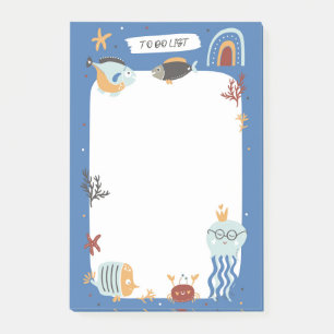 Meereslebewesen zu erledigen Liste der Post-It-Not Post-it Klebezettel