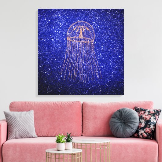 Meeresmeer-Quallen Rosa Gold Rose Leinwanddruck (Insitu (Wohnzimmer))