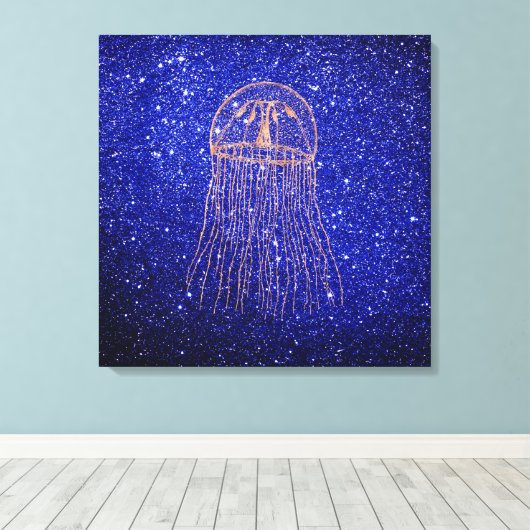 Meeresmeer-Quallen Rosa Gold Rose Leinwanddruck (Insitu (Holzboden))