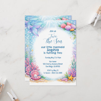 Meeresmeerjungfrau Mädchen Unter dem Meer 2. Gebur Einladung