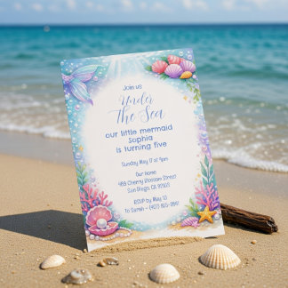 Meeresmeerjungfrau Mädchen unter dem Meer Fünfte G Einladung