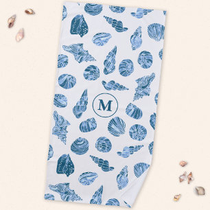 Meeresmuschel Aquarell Nautisches Monogramm Initia Strandtuch