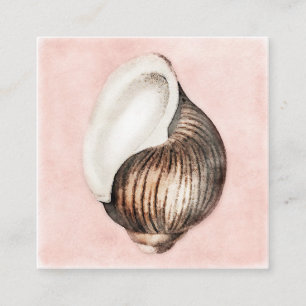 Meeresmuschel - Aquarell-Stranddekor Koralle Pfirs Quadratische Visitenkarte
