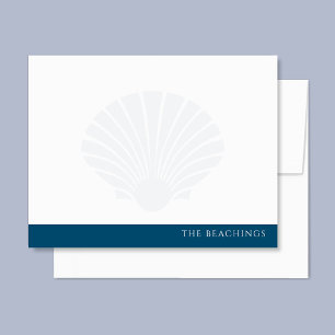 Meeresmuschel mit Marineblauem Band Familienbriefp Mitteilungskarte