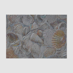 Meeresmuscheln Ozean Strand Grau Gold Silber Decou Seidenpapier