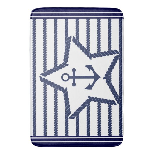 Meeresmuster Blaues Weiße Meer und nautischer Anke Badematte (Vorderseite Vertikal)