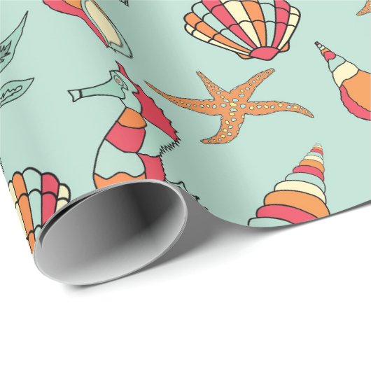 Meeresmuster Geschenkpapier (Rolleneckpunkt)