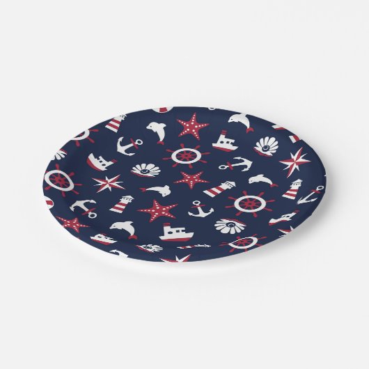 Meeresmuster Pappteller (Schrägansicht)