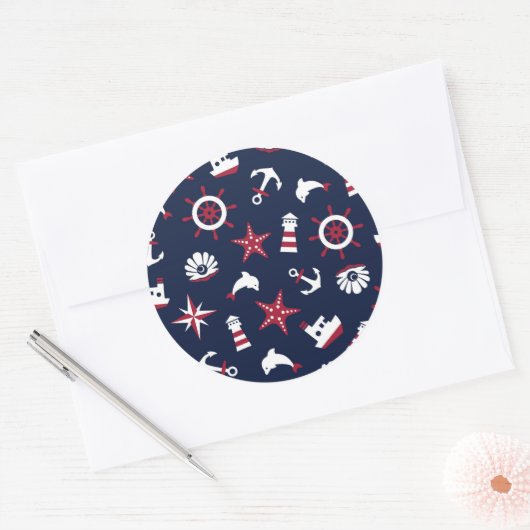 Meeresmuster Runder Aufkleber (Umschlag)