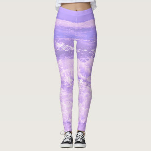 Meeresnaturwellen Schaumwasser Lila Leggings