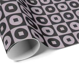 Meeresnebel Violett und Schwarzes Quadrat Kreis Geschenkpapier