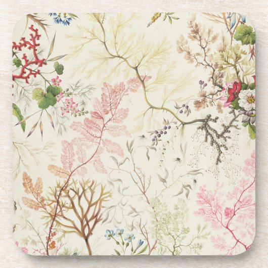 Meerespflanzeentwurf für silk Material (w/c auf Untersetzer (Vorderseite)
