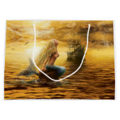 Meeresprinzessin - Fantasiefrau bei Sonnenuntergan Große Geschenktüte (Vorderseite)