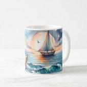 Meeresrauschen bei Sonnenuntergang Kaffeetasse (VorderseiteRechts)