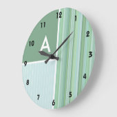 Meeresrauschen, Käfig Grün und Baby Blue Streifen Große Wanduhr (Winkel)