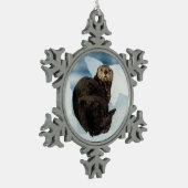 Meeresrauscher Schneeflocken Zinn-Ornament (Links)