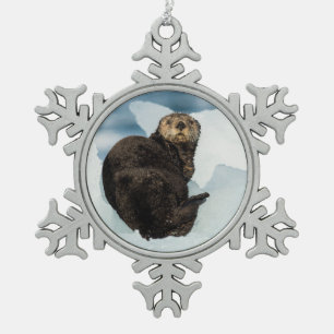 Meeresrauscher Schneeflocken Zinn-Ornament