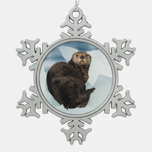 Meeresrauscher Schneeflocken Zinn-Ornament (Vorderseite)