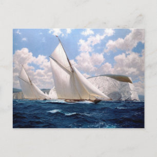 Meeresrennen in der Nähe der kalkigen Klippen Postkarte