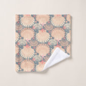 Meeresschätze Grau mit Muscheln und Seestern Badhandtuch Set (Waschlappen)