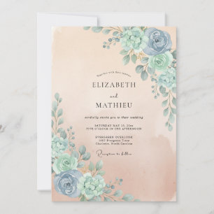 Meeresschaum Apricot Eukalyptus Hochzeit Einladung