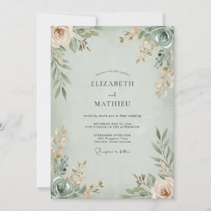 Meeresschaum-Aprikosen-Blumenhochzeit Einladung