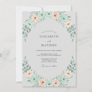 Meeresschaum-Aprikosen-Kranz-Hochzeit Einladung