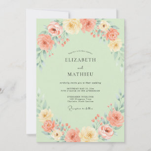 Meeresschaum-Aprikosen-Rosen-Hochzeit Einladung
