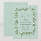 Meeresschaum-Blatt-Hochzeit Einladung (Vorne/Hinten)