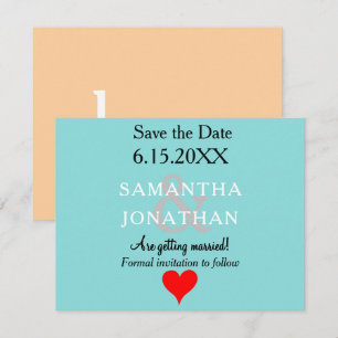 Meeresschaum Blau Beige Hochzeit Rotes Herz Save The Date