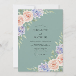 Meeresschaum Blaue Hortensien Eukalyptus Hochzeit Einladung