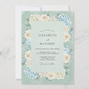 Meeresschaum Blaue Hydrangee Graue Eukalyptus Hoch Einladung