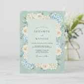 Meeresschaum Blaue Hydrangee Graue Eukalyptus Hoch Einladung (Stehend Vorderseite)