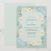 Meeresschaum Blaue Hydrangee Graue Eukalyptus Hoch Einladung (Vorne/Hinten)