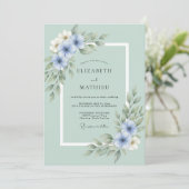 Meeresschaum Botanische Hochzeit Einladung (Stehend Vorderseite)
