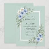 Meeresschaum Botanische Hochzeit Einladung (Vorne/Hinten)
