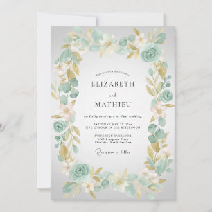 Meeresschaum Champagner Blatt Hochzeit Einladung