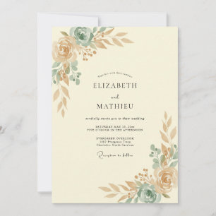Meeresschaum Champagner Gemalte Hochzeit Einladung