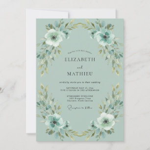Meeresschaum Elfenbein Gemalte Hochzeit Einladung