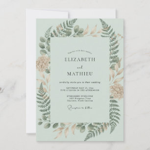Meeresschaum-Farn-Blatt-Hochzeit Einladung