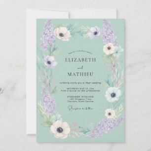 Meeresschaum Flieder Anemone Hochzeit Einladung