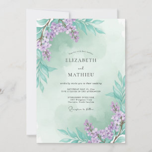 Meeresschaum Flieder Zweig Eukalyptus Hochzeit Einladung