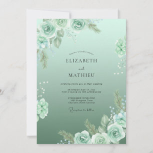 Meeresschaum-Gemalte-Ranunculus-Hochzeit Einladung