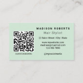 Meeresschaum Grün Haarstylist QR Code Visitenkarte (Rückseite)