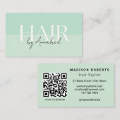 Meeresschaum Grün Haarstylist QR Code Visitenkarte (Vorne/Hinten)
