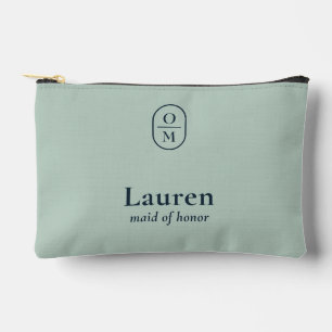 Meeresschaum Grün Hochzeitsmonogramm Brautjungfe Zubehörtasche