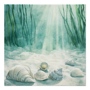 Meeresschaum Grün Muschel Leinwand Kunst Poster